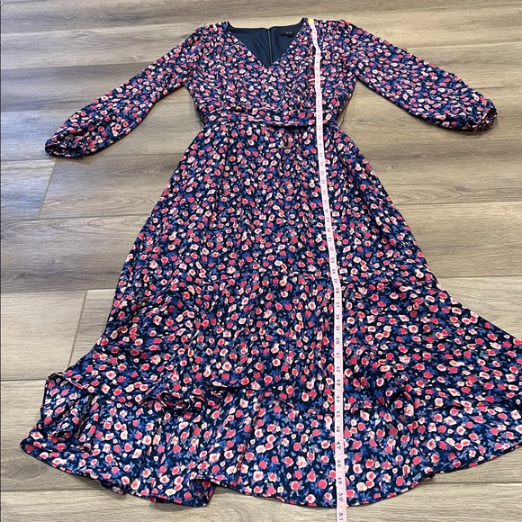 NWOT J. Crew Tie-waist midi dress in dotted floral pattern Size 0 A-Line - Picture 6 of 16